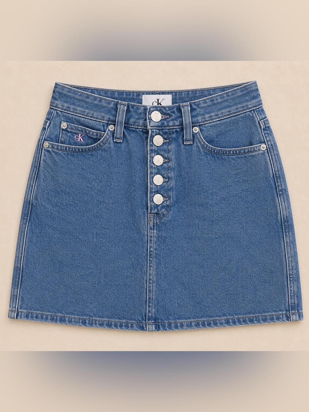 Calvin Klein CK1 High Rise Denim Mini Skirt Button Fly Y2K Women’s W25